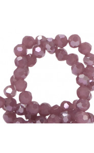 Faceted glass beads 4mm round Orchid purple-pearl shine coating